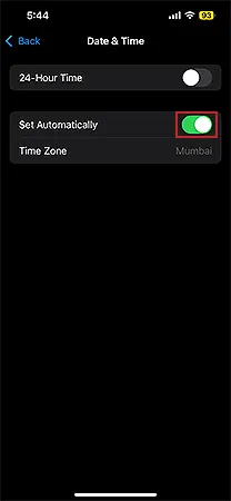 Toggle the switch next to “Set Automatic”