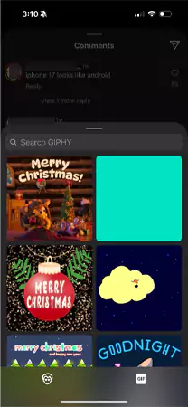 GIF on Instagram Comment